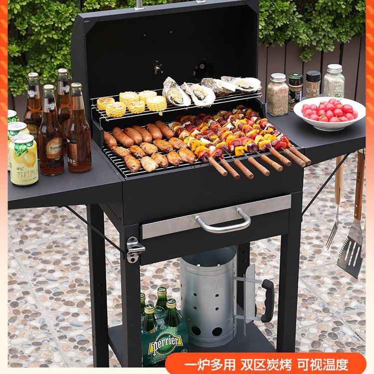 KEYO科勇户外大型烧烤炉庭院烤肉架家用烤羊腿别墅庭院木炭焖烤炉