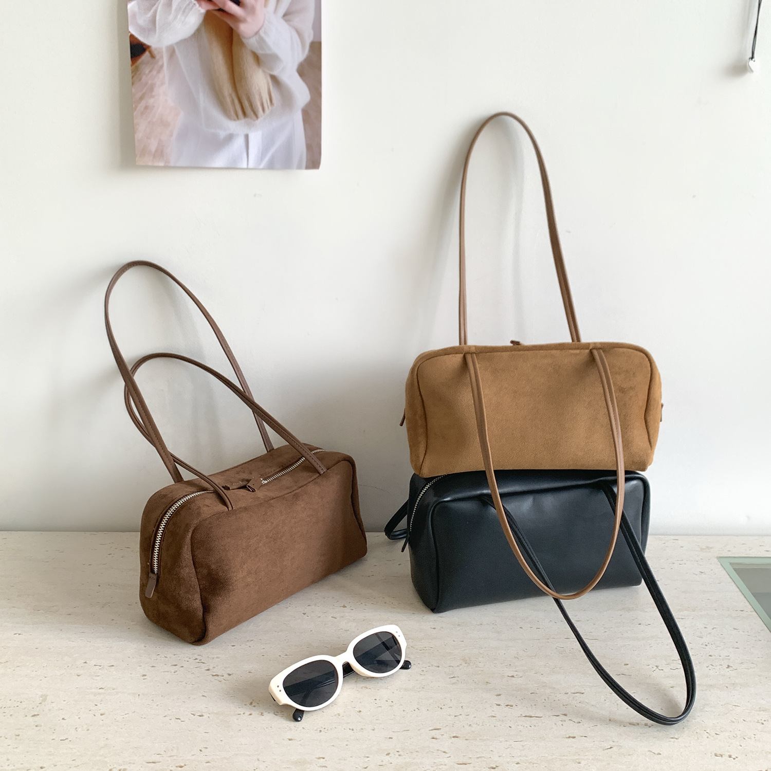 Women's Soft Leather Boston Bowling Bag 2026 Fall/Winter The Row Style Commuting Shoulder Bag Fashionable Versatile Underarm Bag