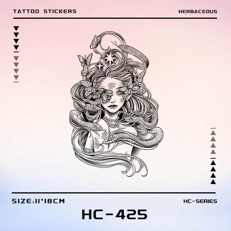 Medusa Tattoo Stickers Herbal Waterproof and Sweat-Proof Long-Lasting Classy Semi-Permanent Female Texture Artificial Good-Looking Male Tattoo Medusa Tattoo Stickers Herbal Waterproof and Sweat-Proof Long-Lasting Classy Semi-Permanent Female Texture Artificial Good-Looking Male Tattoo