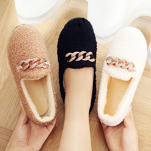Winter new bean shoe hair hair shoe wears flat bottom plus velvet…