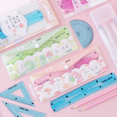 Soft ruler student stationery set 20cm soft ruler primary school student triangle ruler protractor set of four