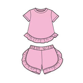 欧美精品店婴幼儿童装外贸批发女孩紫色新款夏季纯棉套装