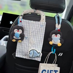 2026 Penguin Car Tissue Holder, Hanging Tissue Box for Front and Rear Car Seats, Cute Car Hook for Women