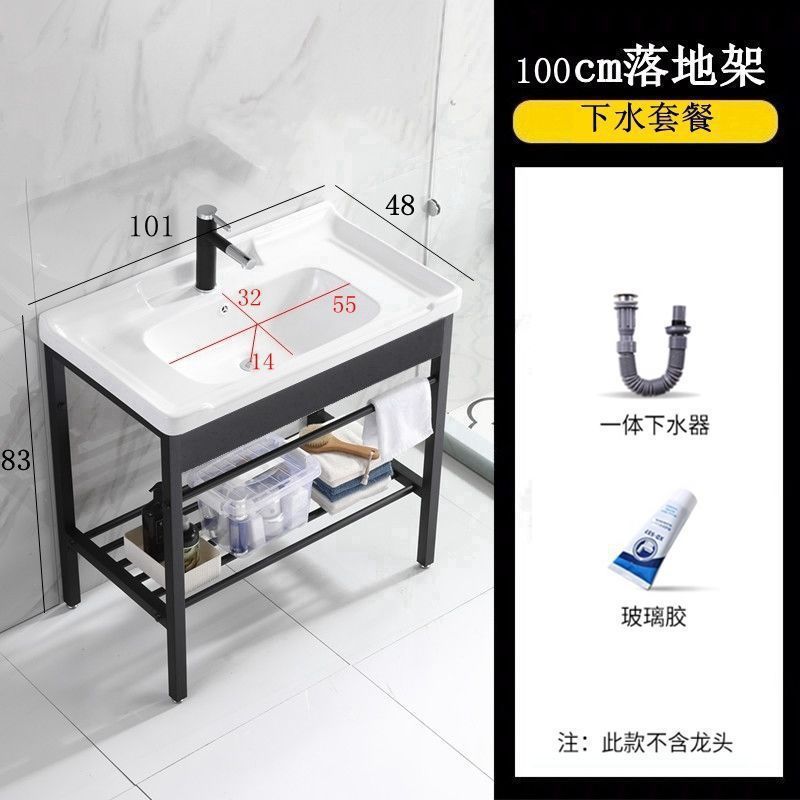 セラミック洗面台 床置き型 小型 簡易柱洗面台 賃貸住宅 浴室トイレ一体型洗面台|undefined