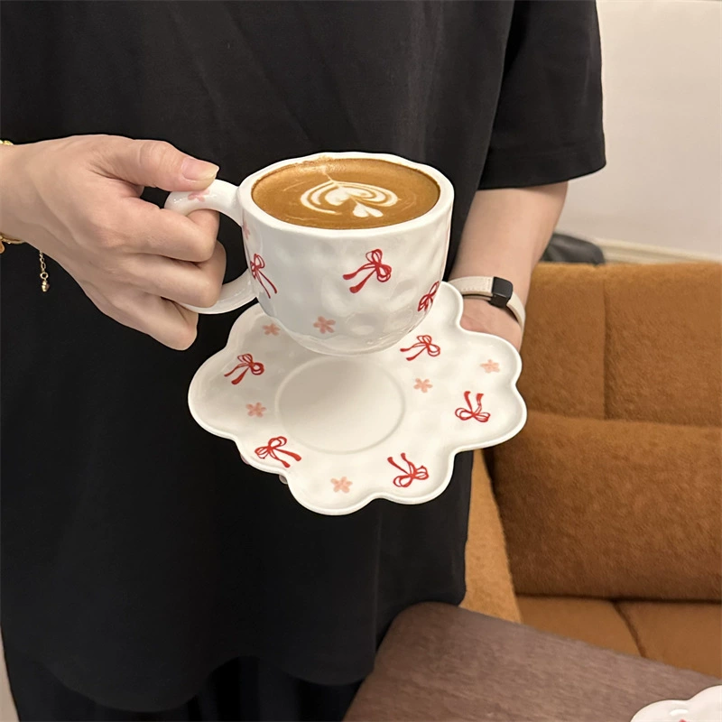 Облачная чашка корейская керамическая чашка для чая (Yun Duo), ручная роспись цветочной, 300 мл с блюдцем