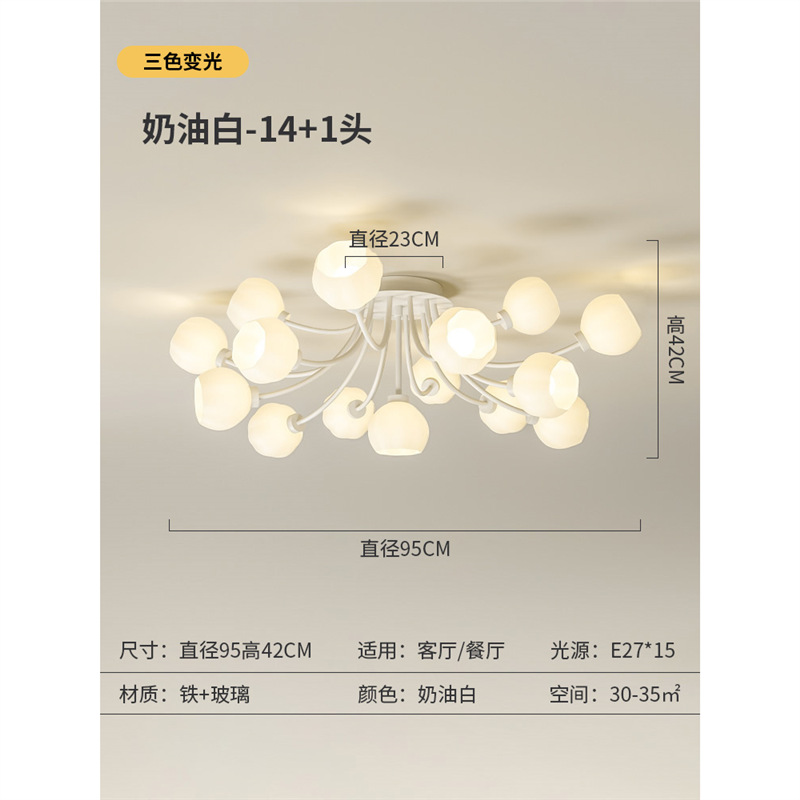 풀 스펙트럼·눈 보호-크림 화이트-15헤드-3색 조광 12W/헤드