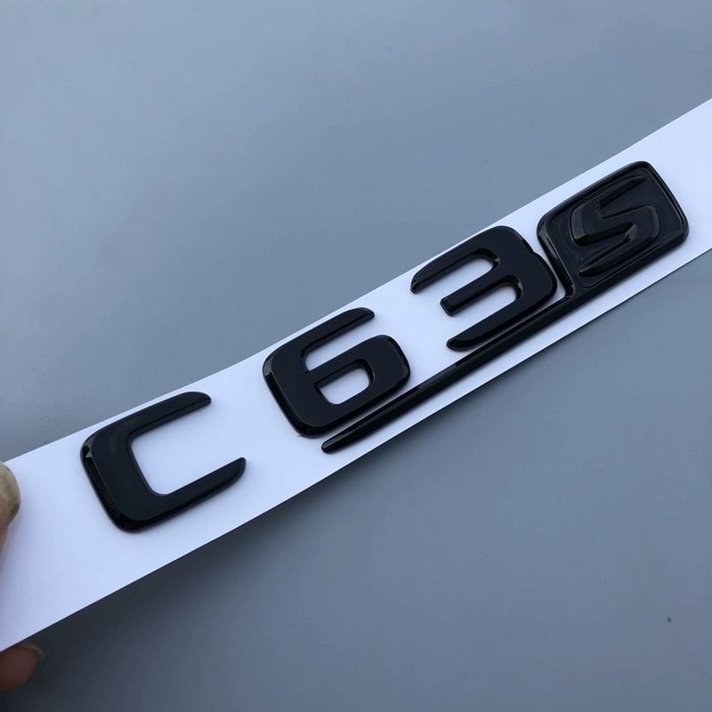 Suitable For New Mercedes-Benz C63S Car E63 Rear Tail Emblem GLE63 Modified GLC63 Logo Sticker Black_voghion.com
