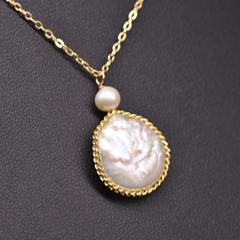 GLSEEVO Halskette aus natürlicher Süßwasserperle für Damen, Schlüsselbeinkette, modischer und luxuriöser Barockperlenanhänger, europäisch_voghion.com