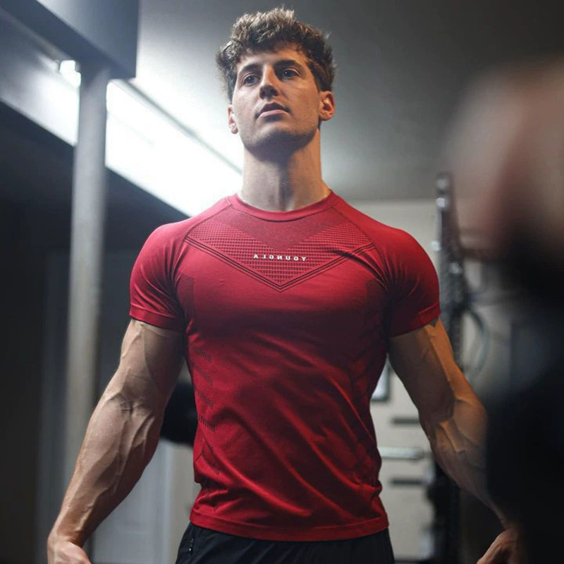 2024 New Fitness Clothes Coach Sports T-shirt Muscle Tight Clothes Men's High Elastic Training Clothes Short Sleeve Fitness Clothes Men's