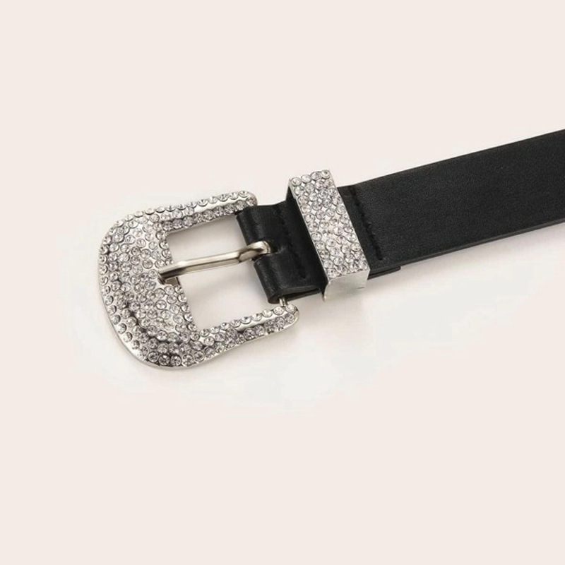 Fashion Rectangle Alloy Inlay Rhinestones Women's Leather Belts 1 Piece display picture 2