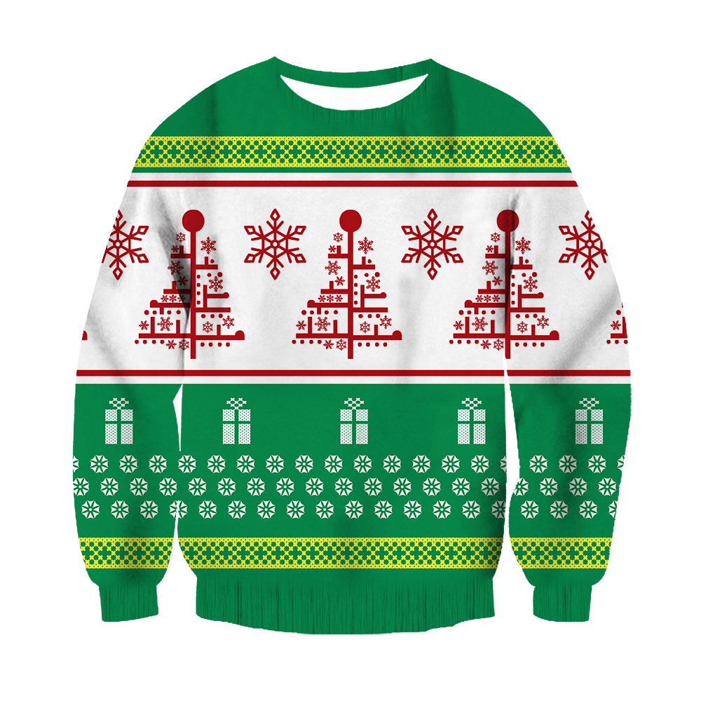 Men's 3d Digital Printed Snowflake Round Neck Sweatshirt_voghion.com