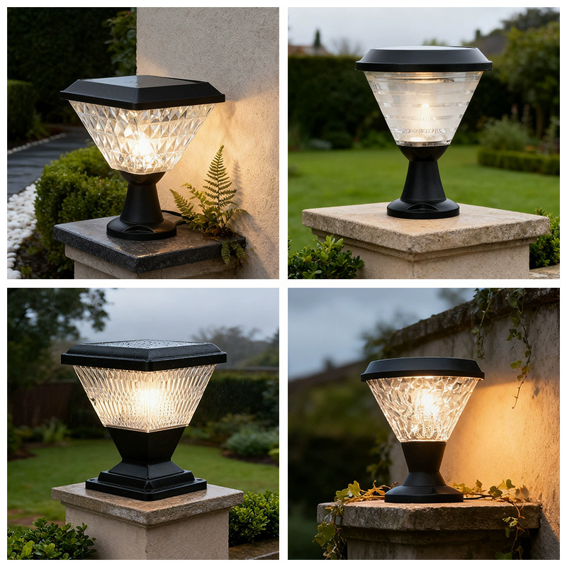 Column Head Lamp Outdoor Solar Garden Lamp Lighting Lamp Pillar Lamp Connected to the Power Supply Abs Modern Simple Guardrail Lamp