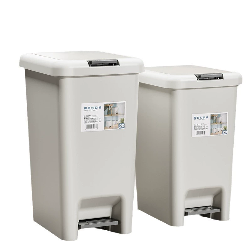 Trash Bin Step-On & Hand-Press, Multi-Capacity 6.5–30 L, Cream White Plastic, Bathroom/Kitchen