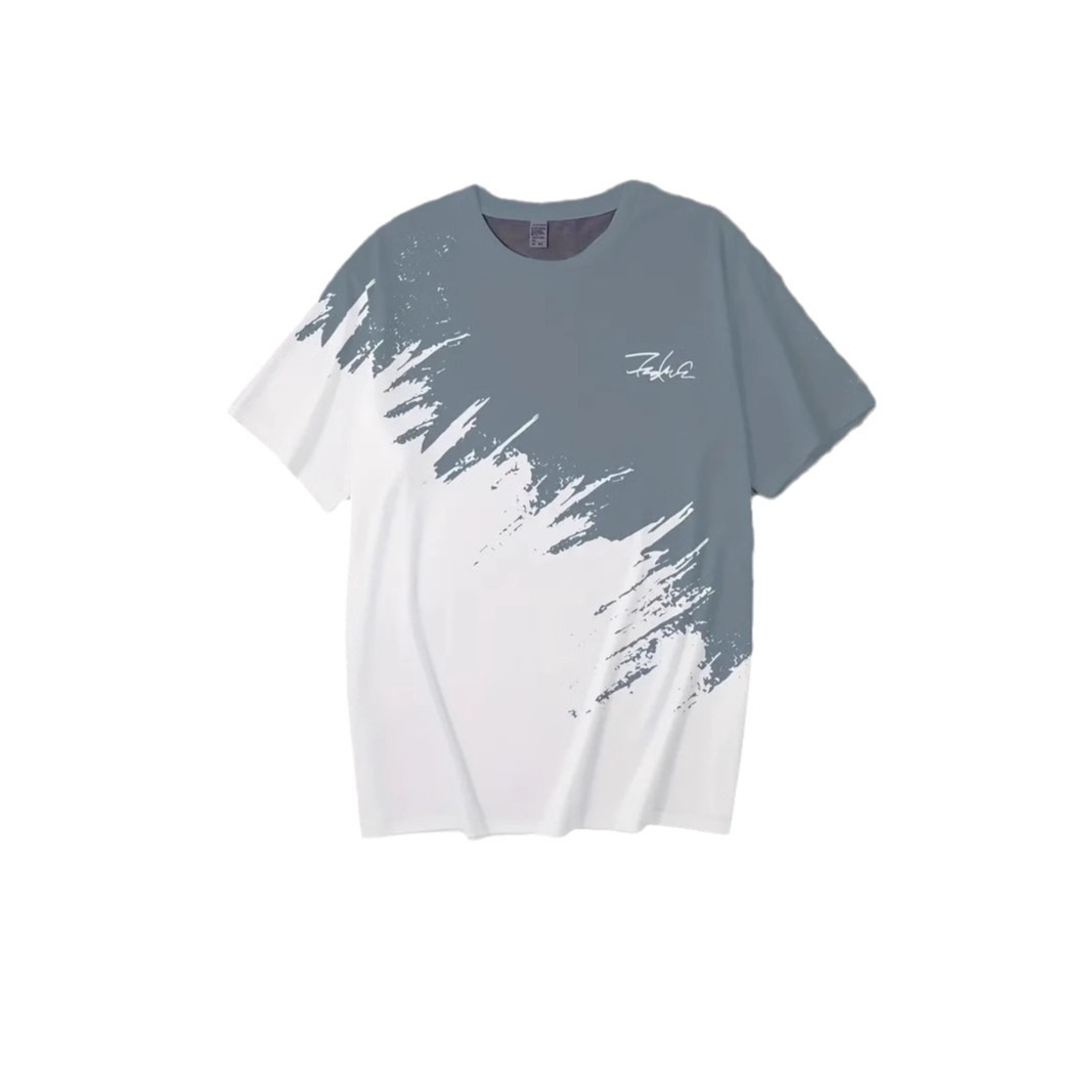 Moda y simple eslogan de color de contraste estampado 3D de los hombres verano calle suelta transpirable manga corta manga corta cuello redondo camiseta