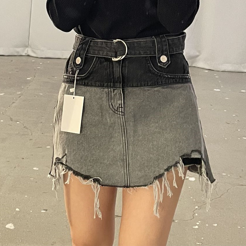 2025 现货 夏季新款高腰 显瘦喇叭牛仔半身裙