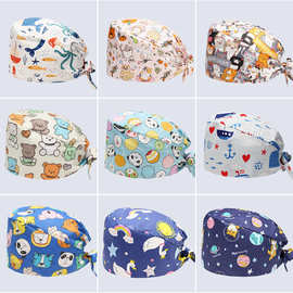 手术帽女纯棉手术室工作帽护士花帽口腔医师帽吸汗男包头卡通医用