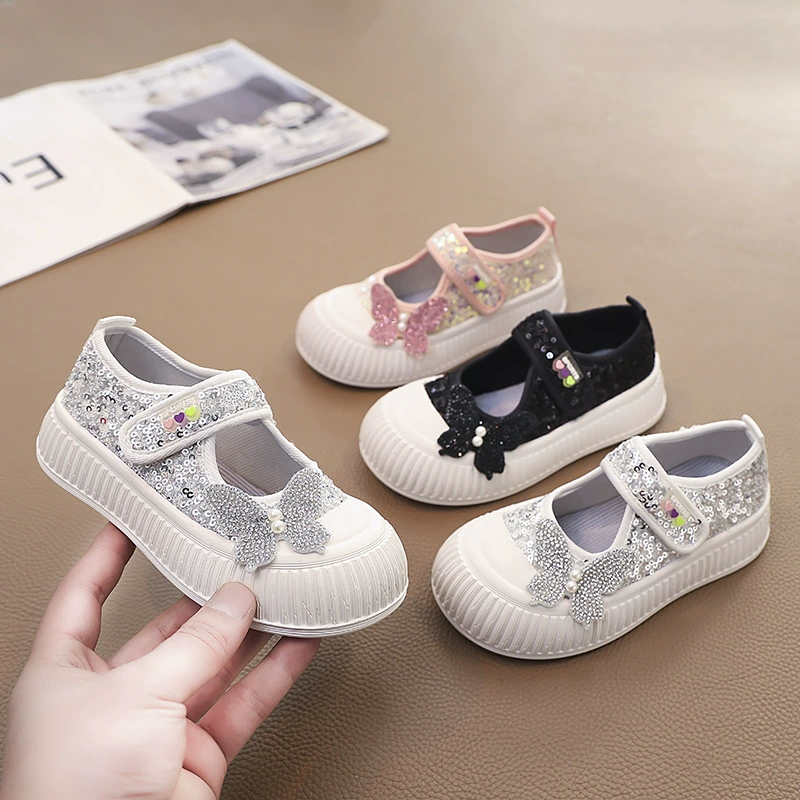 Девушки с бантом стразы одиночные туфли 2025 новая весна и лето