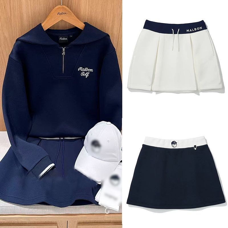 Korean Golf Women's Clothing 25 Spring New Style Rubber Band Waist Pure Color Golf Outdoor Sports and Leisure Skirt