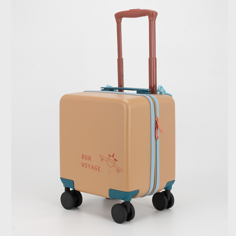 Vali kéo trẻ em 14 inch nhẹ, có dây kéo, hộp đựng thú cưng tùy chỉnh — Màu vàng cam, Màu trong suốt