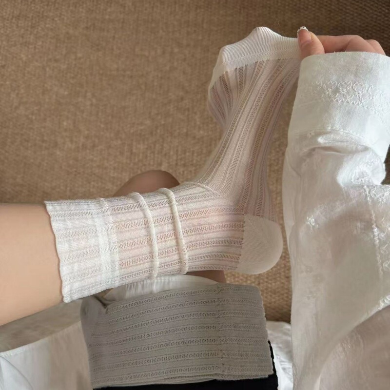 Lightweight Breathable Socks for Women, Mid-Calf Socks, Fairy-Style Mesh Thin Socks, Japanese Miu-Style Spring and Summer Short Socks Lightweight Breathable Socks for Women, Mid-Calf Socks, Fairy-Style Mesh Thin Socks, Japanese Miu-Style Spring and Summer Short Socks
