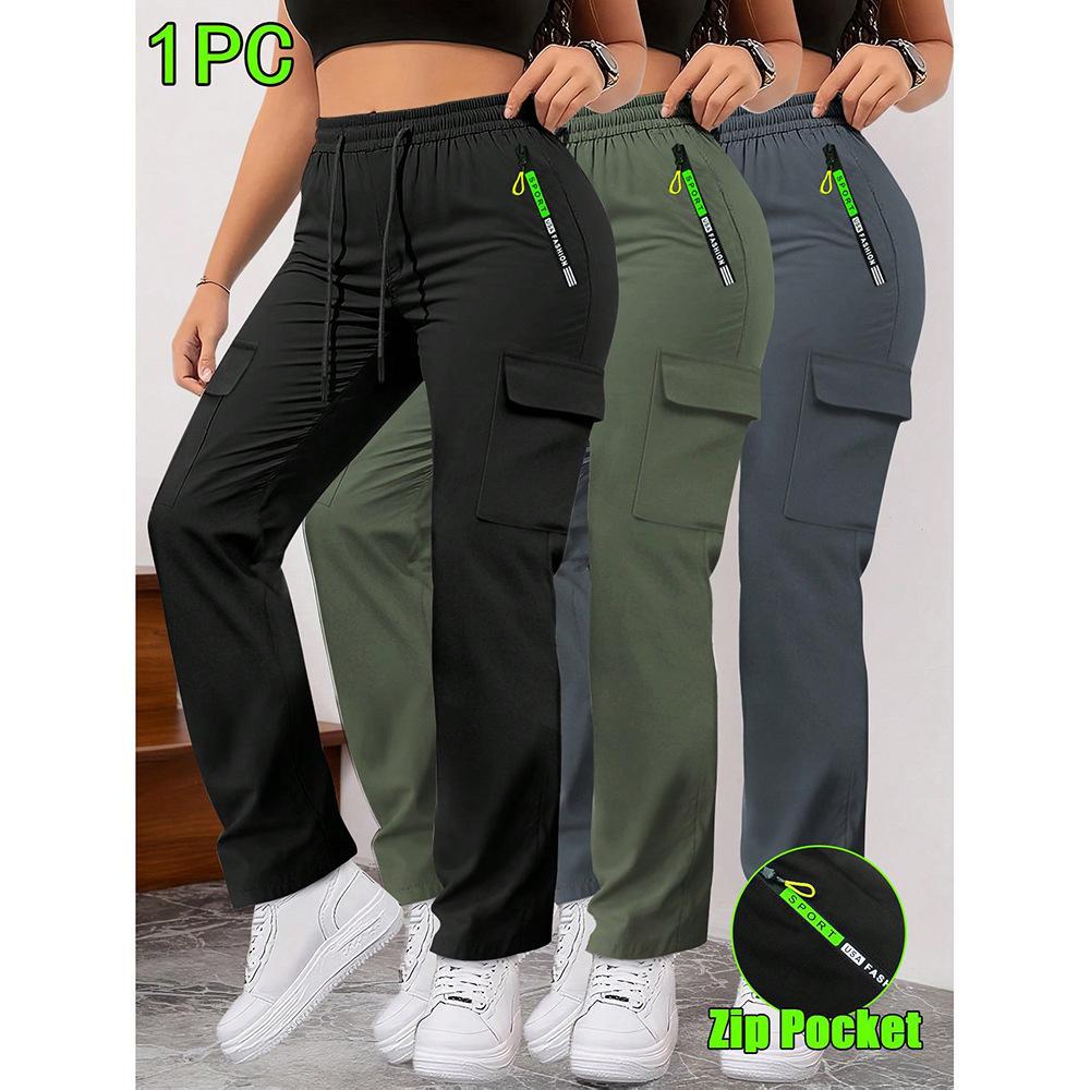 Cross-Border Aliexpress Amazon European and American Trendy Brand Casual Pants for Women 2025 New Loose Large Pocket Cargo Long Pants