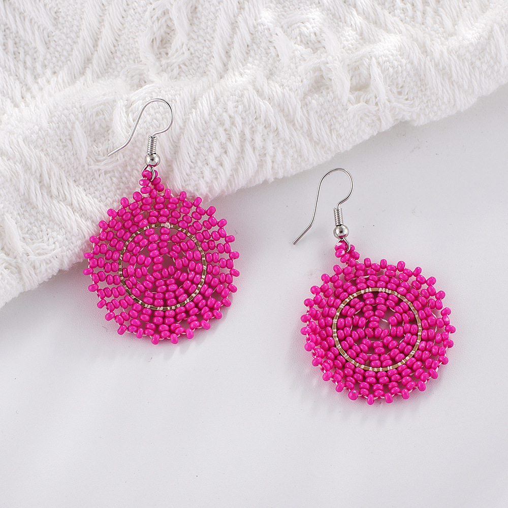 22g Weight Steel, Iron Ear Needle Material Drop Earrings Classification 1 Pair Quantity Holiday, Daily Occasion Seed Bead Material Geometric Pattern Women's Gender Beaded Design Bohemian Style 1 Pair Bohemian Geometric Beaded Seed Bead Drop Earrings 6