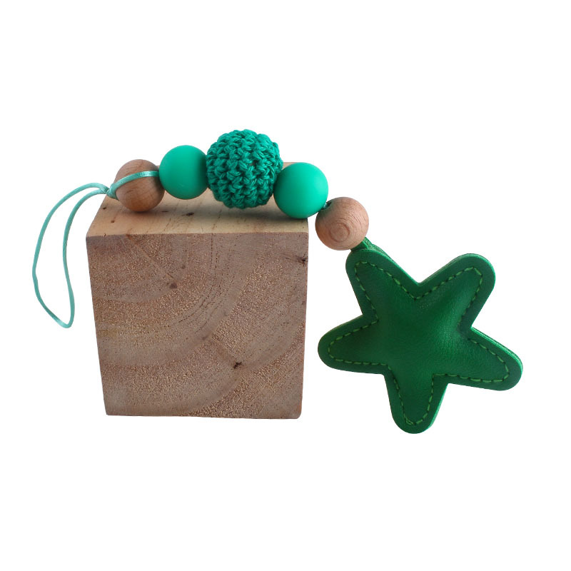 Creativo DIY nuevo colorido estrella de cinco puntas Arco Iris colgante de lana Bola de silicona perlas llavero colgante bolsa colgante