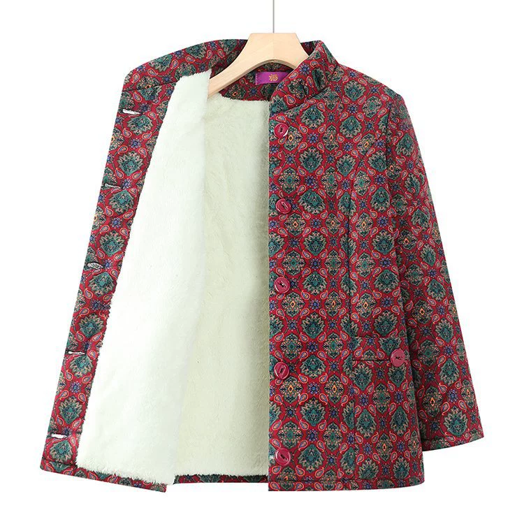 2024 новый стиль пожилая одежда женская хлопчатобумажная куртка бабушка зимняя одежда мама теплая хлопчатобумажная одежда старуха бархатный воротник