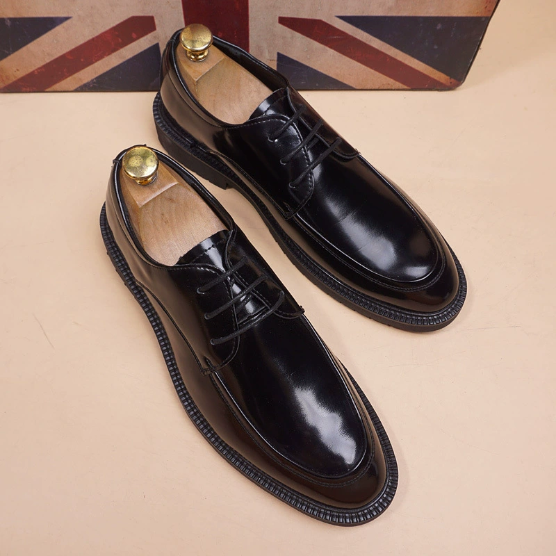 Весенние новые модные мужские повседневные кожаные туфли с острым носком на шнуровке, черные модные туфли для парикмахеров в корейском стиле, туфли, увеличивающие внутреннюю высоту
