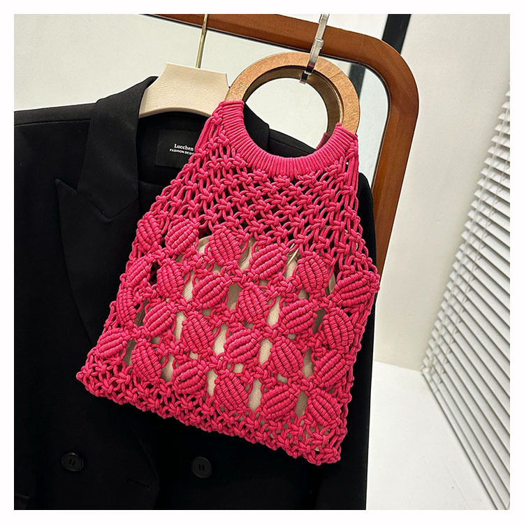 Women's Medium Fabric Solid Color Basic Classic Style Weave Hollow Open Straw Bag display picture 37