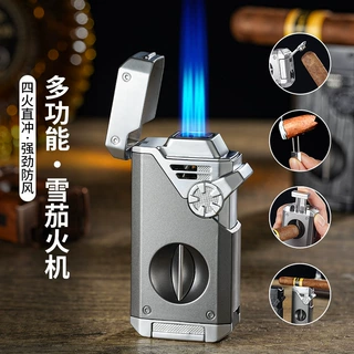 潮流四直冲打火机防风金属机身炫酷打火机高级感多功能打火机礼品