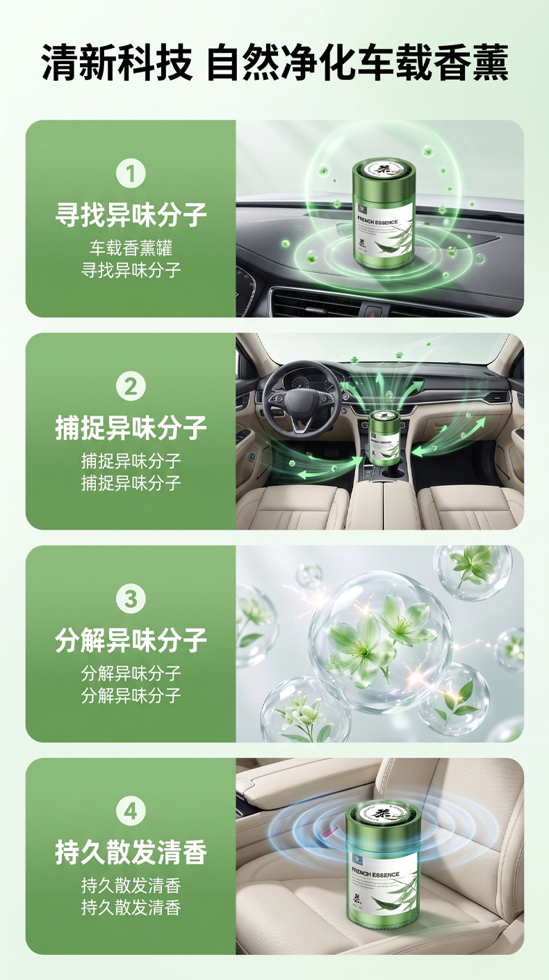 Jasmine Tea Car Air Freshener 2026 New Solid Fragrance Balm for Men, Car Perfume with Long-Lasting Light Scent