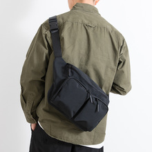 男士帆布斜挎包运动时尚单肩包多功能工装风大容量胸包简约骑行包