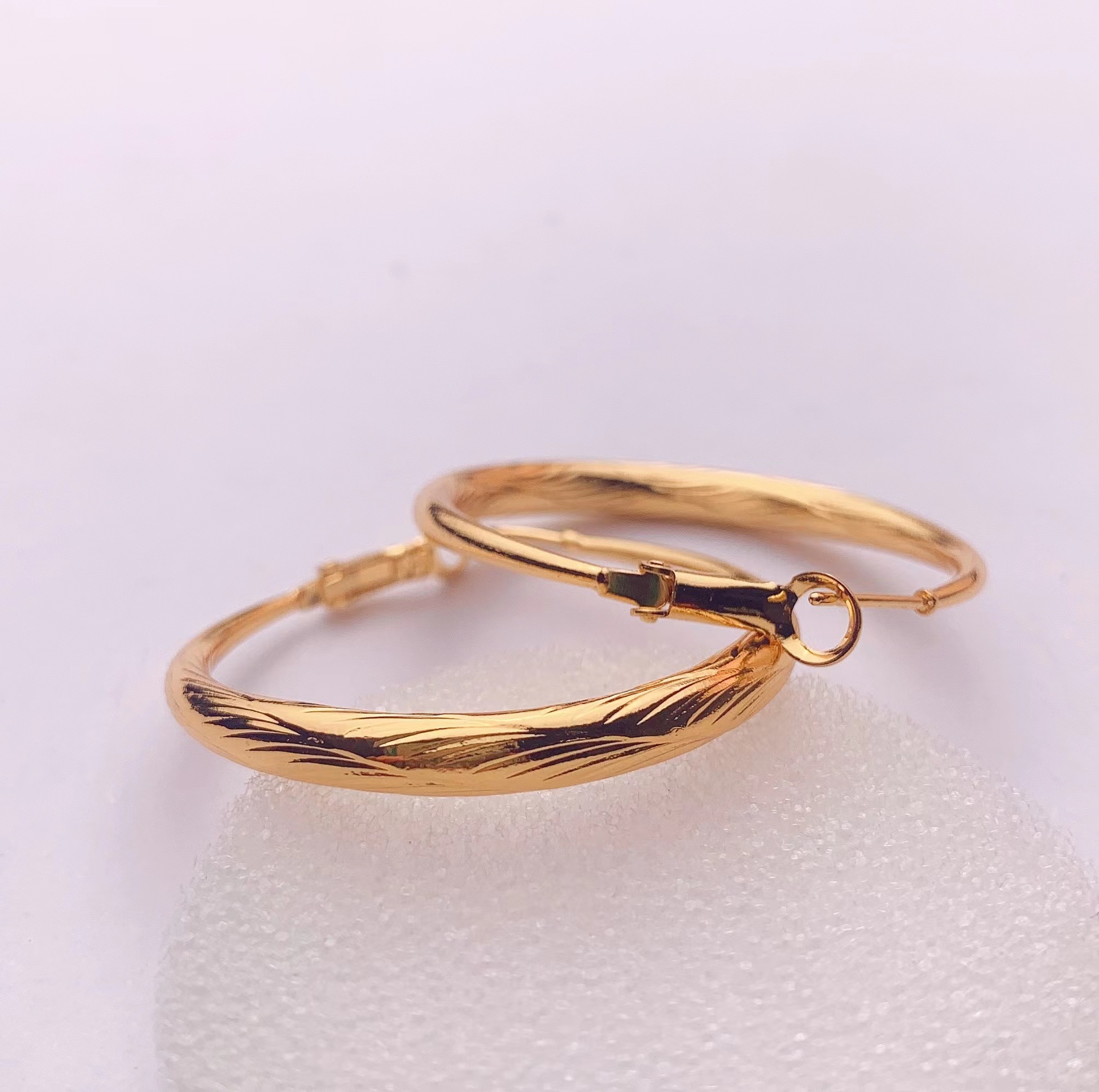 Brass earrings, capacious fashionable hula hoop