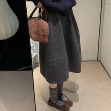 韩系A版花苞裙2025秋冬新款大码显瘦中长裙巨藏肉松紧半身裙