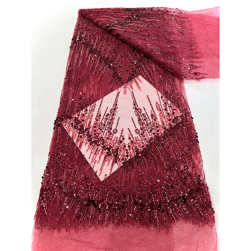 Tejido bordado de sequilla, tubo de perlas, tela de bordado, vestido de mujer, ropa de moda, vestido de boda, tela de tubo de perlas
