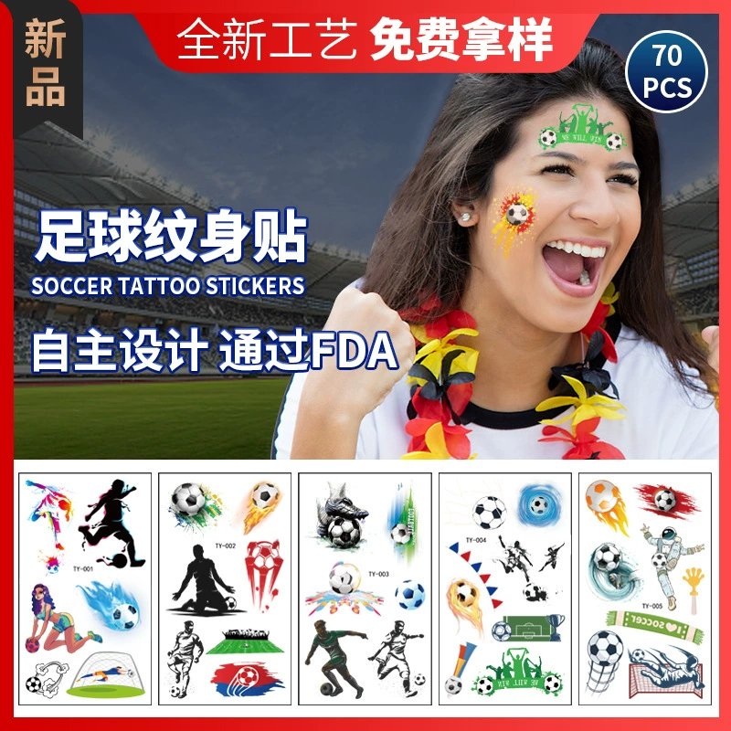 Футбол татуировки наклейки водонепроницаемый Пот спортивное мероприятие Карнавальная Вечеринка Чемпионат мира по футболу дети мультфильм лицо наклейки