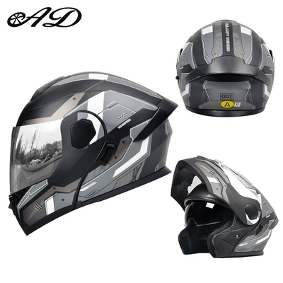 Safety Helmet, Flip-Up, Breathable for Summer, Motosiklet kaskı (dəbilqə) - dot3c-matt-black-gundam-silver-plated-mirror-hd-mirror-m-size-55-56cm