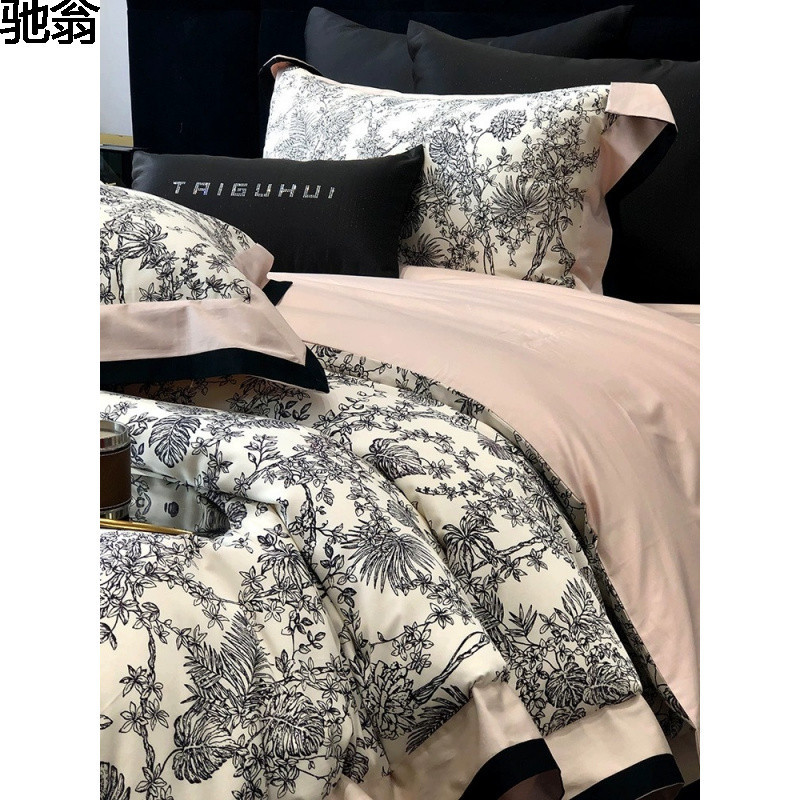 轻奢风100S长绒棉床单全棉四件套美式数码印花纯棉被套床上用品