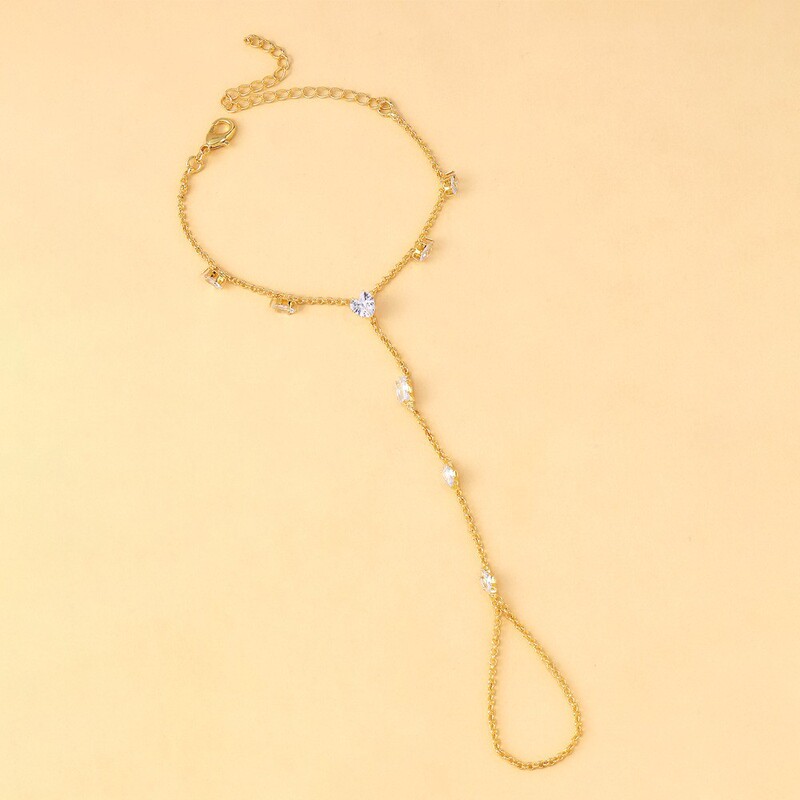 欧美热销爱心连指手链百搭水钻手链简约手饰女款 Bracelet|undefined