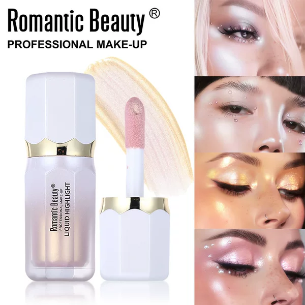 Cross-Border Foreign Trade Liquid Highlighter for Contouring, Facial Makeup, Brightening Skin Tone, Long-Lasting Fine Shimmer Highlighter Liquid