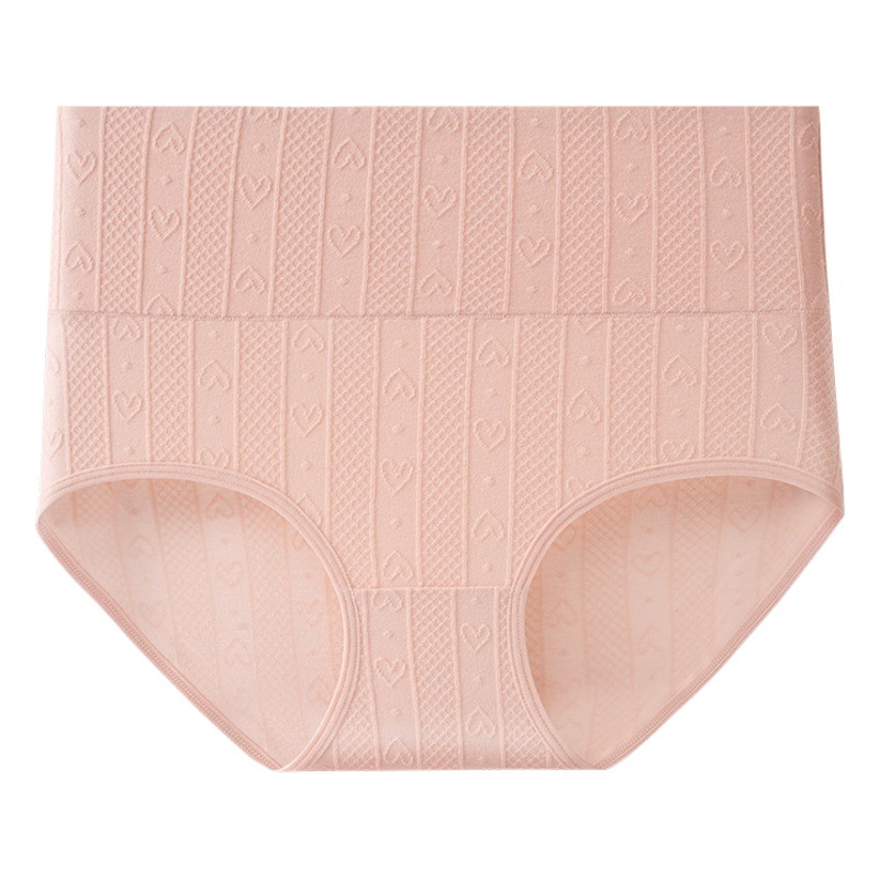 Ropa interior de Jacquard de algodón puro más tamaño cintura alta contracción del vientre levantamiento de la cadera alto elástico anti-rizado de algodón puro ropa interior de la entrepierna antibacteriana Otoño e Invierno Nuevo