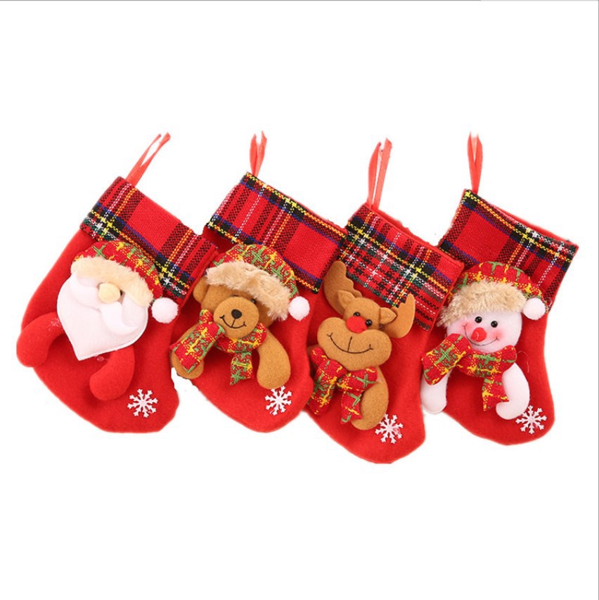 Nuevo rojo Navidad decoración suministros calcetines Navidad árbol colgante Navidad niños regalo bolsa