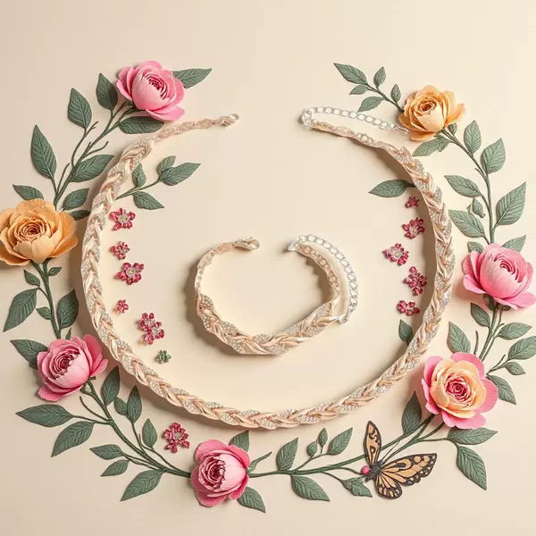 Cross-Border European and American Personalized Light Luxury Willow Leaf Diamond Bracelet Necklace Combination Glittering Mermaid Full Diamond Banquet Jewelry