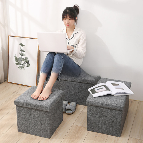 Creative Storage Bench, Simple Home Multi-Functional Design – Perfect for Sitting, Folding, and Serving as a Fabric Sofa or Shoe-Storing Footstool for Adults.
