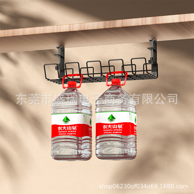 Transfronterizo en stock rack de almacenamiento sin perforaciones debajo de la Mesa socket de alambre rack de almacenamiento escritorio ordenado organizador rack cesta colgante