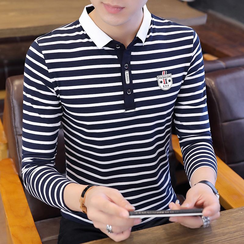 薄款休闲男装长袖男翻领中青年学生大码衣服韩版宽松百搭帅气现货