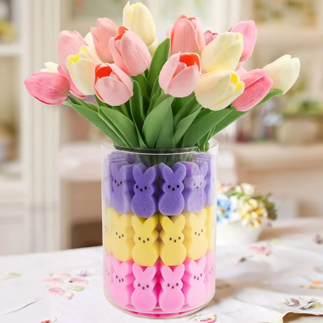 Новый ORIENTAL CHERRY пасхальный тюльпан-заяц с цветочной композицией, орнамент, цветок из ПУ-пены