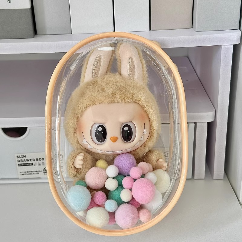 LABUBU V2 앉아 시리즈 13-15CM 걷는 작은 둥근 가방 면 통증 가방 고화질 두꺼운 보호 커버