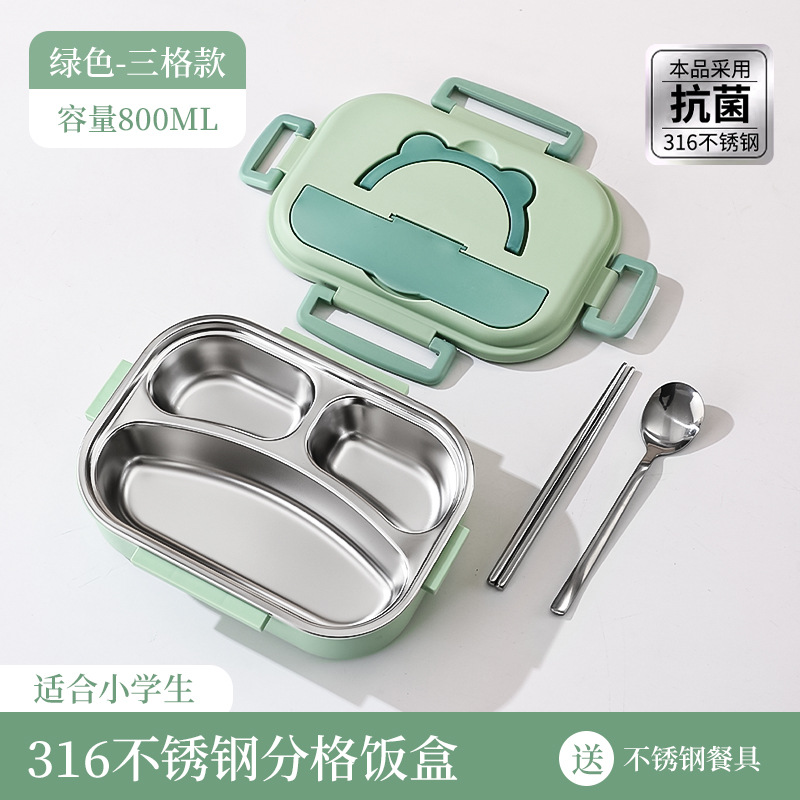 Fiambrera para trabajadores de oficina 304 horno microondas de acero inoxidable caja de almuerzo dividida olla de almuerzo de aislamiento de gran capacidad lonchera para estudiantes